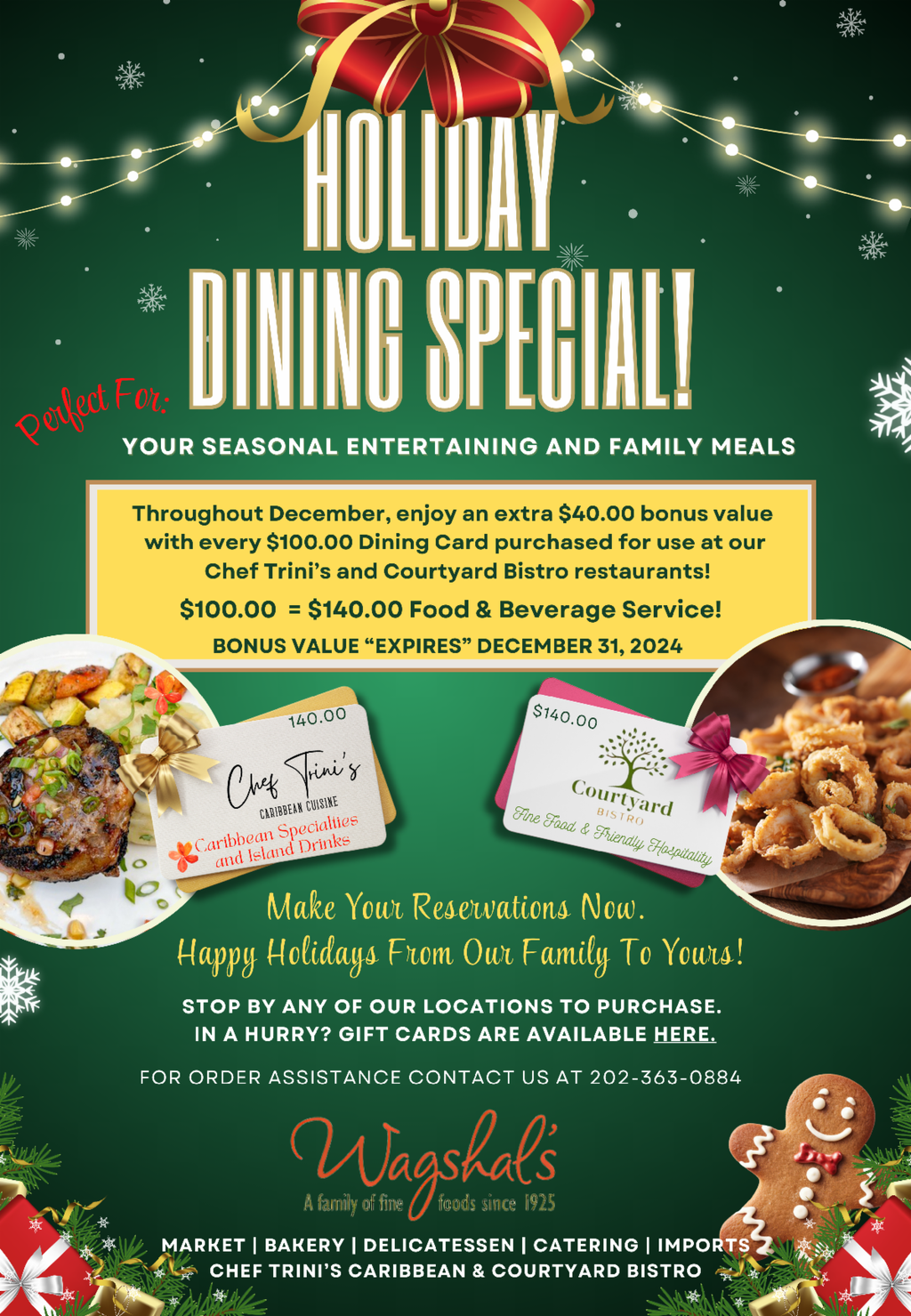 Holiday Dining Card - $140 for $100